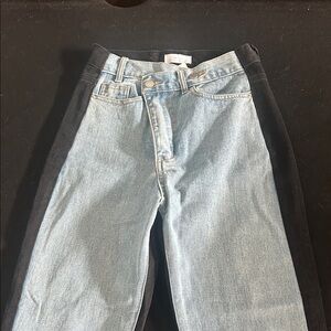 Two-Tone Denim criss cross Jeans oak and fort